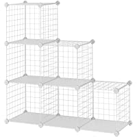 SONGMICS Armario Modular de Malla de Hierro- Armario de Almacenaje con 6 Cubos- Estantería Modulable- Organizador…